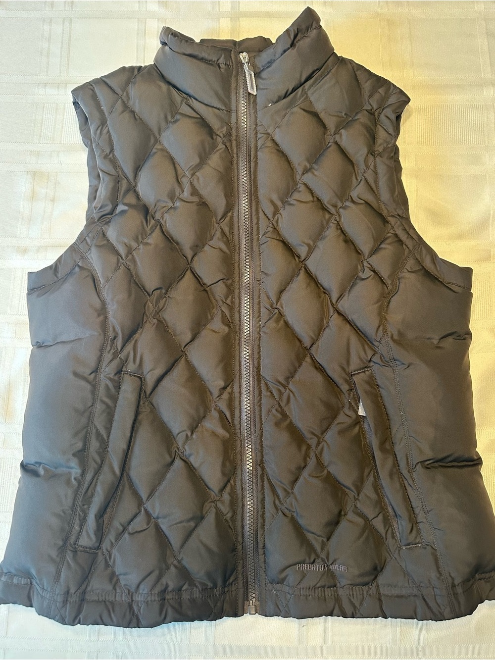 Predator Women's Down Puffer Vest Brown Quilted Jacket - Size Large